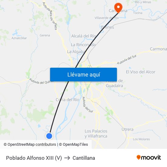 Poblado Alfonso XIII (V) to Cantillana map