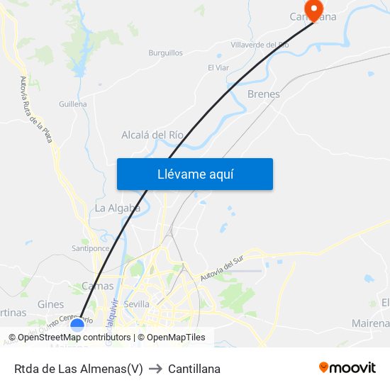 Rtda de Las Almenas(V) to Cantillana map