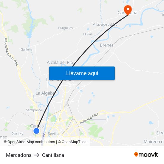 Mercadona to Cantillana map