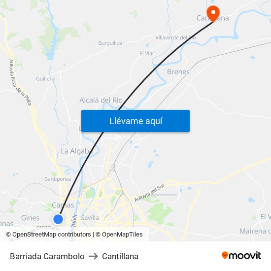 Barriada Carambolo to Cantillana map