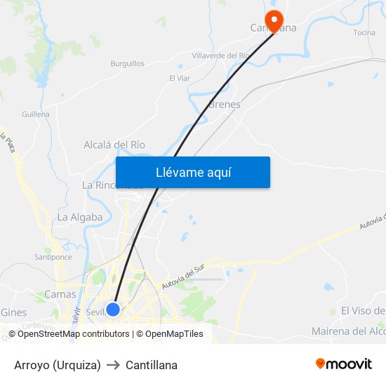 Arroyo (Urquiza) to Cantillana map