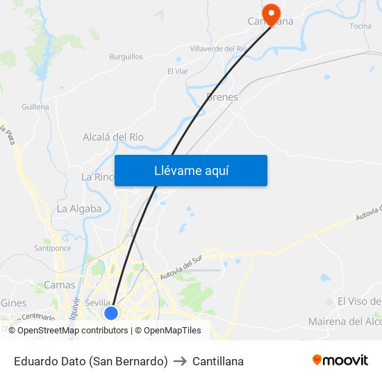 Eduardo Dato (San Bernardo) to Cantillana map