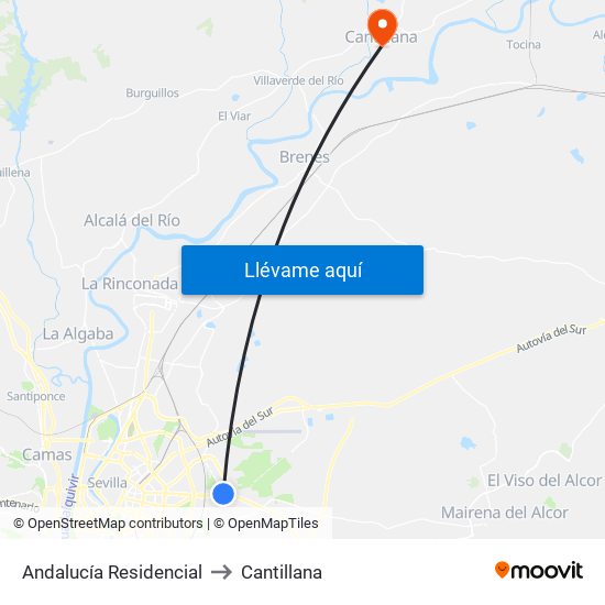 Andalucía Residencial to Cantillana map