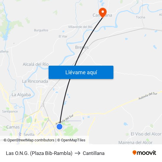 Las O.N.G. (Plaza Bib-Rambla) to Cantillana map