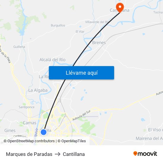 Marques de Paradas to Cantillana map
