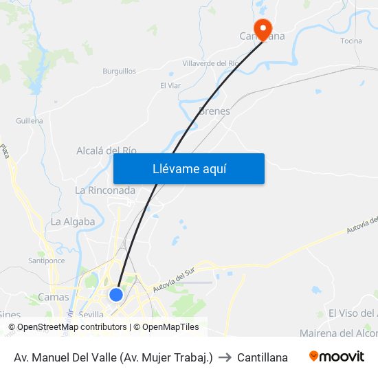 Av. Manuel Del Valle (Av. Mujer Trabaj.) to Cantillana map