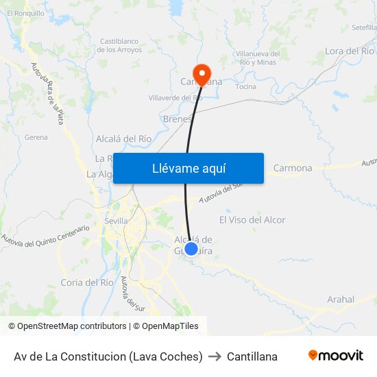 Av de La Constitucion (Lava Coches) to Cantillana map