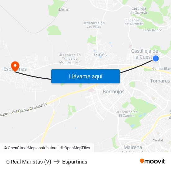 C Real Maristas (V) to Espartinas map