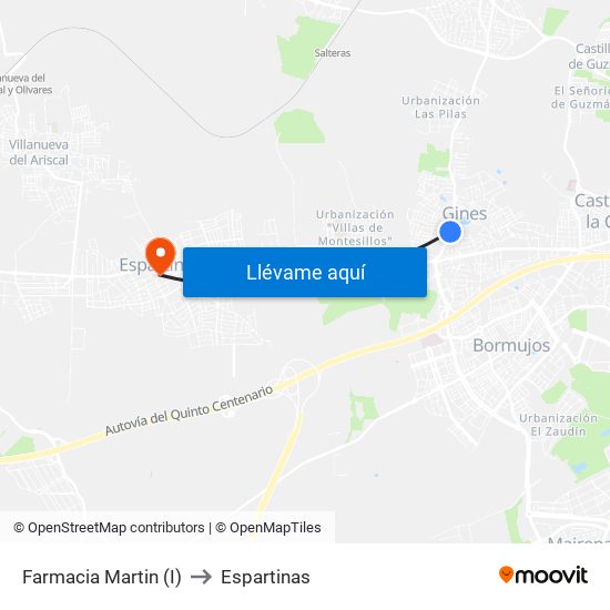 Farmacia Martin (I) to Espartinas map