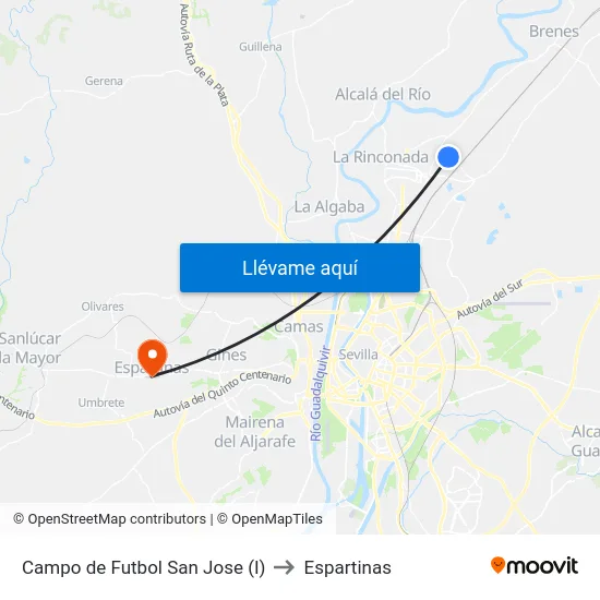 Campo de Futbol San Jose (I) to Espartinas map