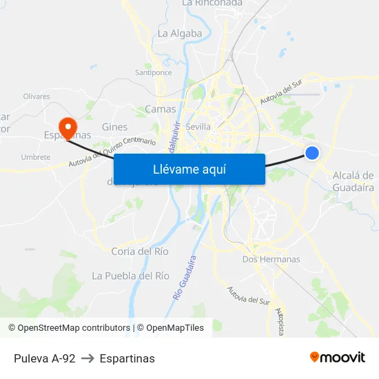 Puleva A-92 to Espartinas map