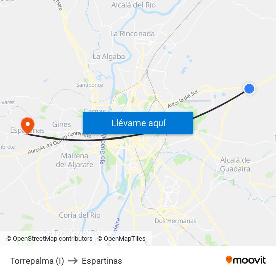 Torrepalma (I) to Espartinas map