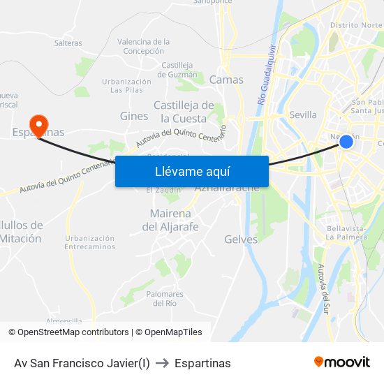 Av San Francisco Javier(I) to Espartinas map