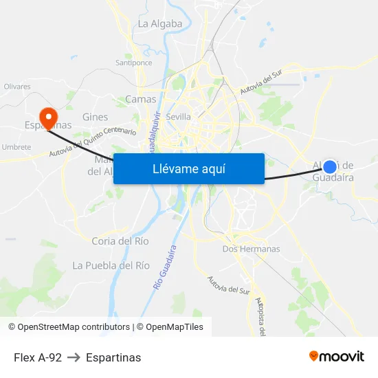 Flex A-92 to Espartinas map