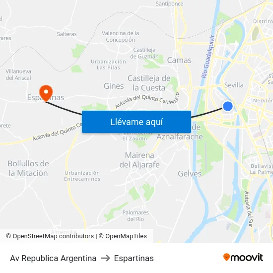 Av Republica Argentina to Espartinas map