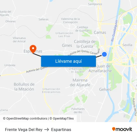 Frente Vega Del Rey to Espartinas map