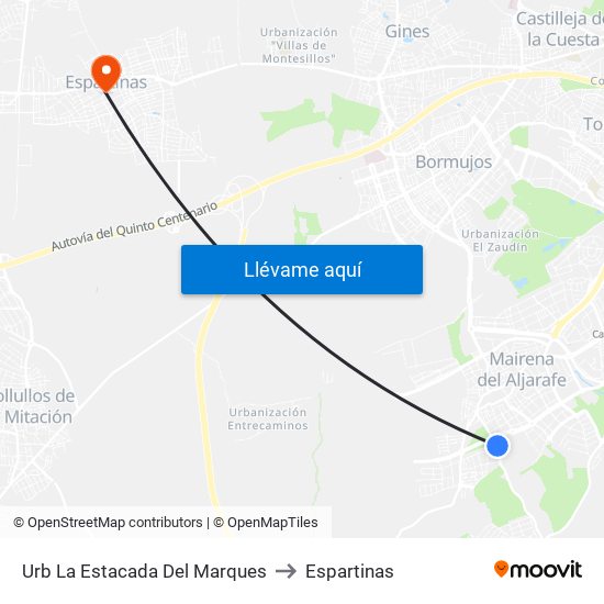 Urb La Estacada Del Marques to Espartinas map