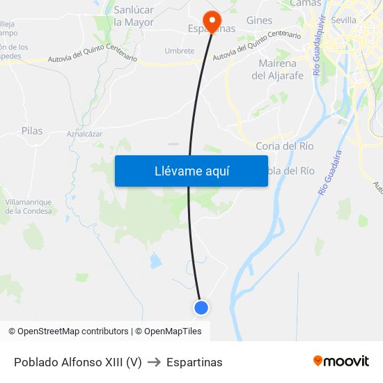 Poblado Alfonso XIII (V) to Espartinas map