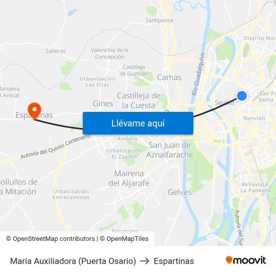 María Auxiliadora (Puerta Osario) to Espartinas map