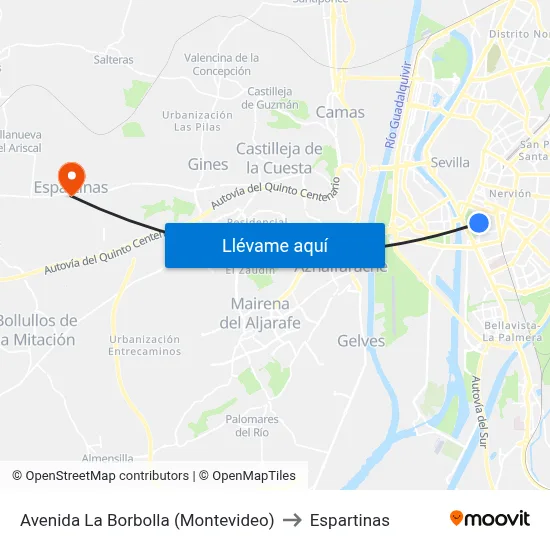 Avenida La Borbolla (Montevideo) to Espartinas map