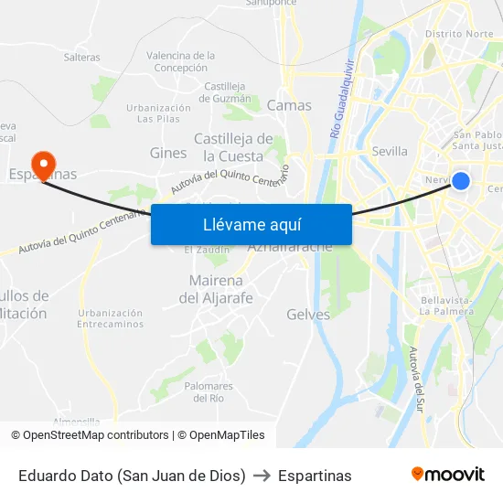 Eduardo Dato (San Juan de Dios) to Espartinas map