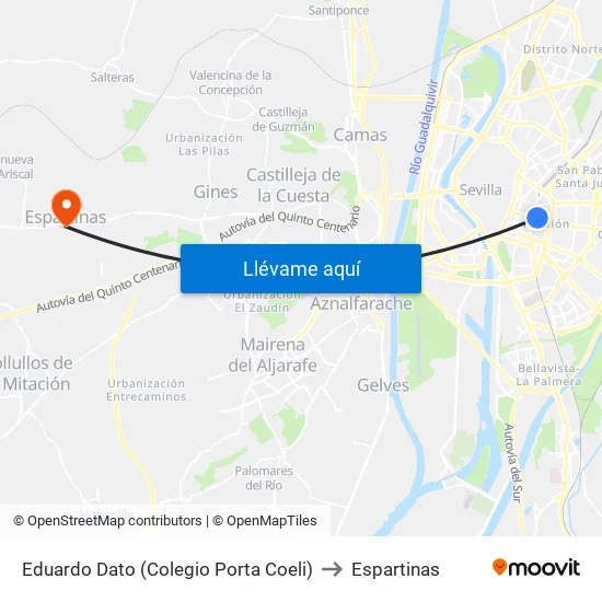 Eduardo Dato (Colegio Porta Coeli) to Espartinas map