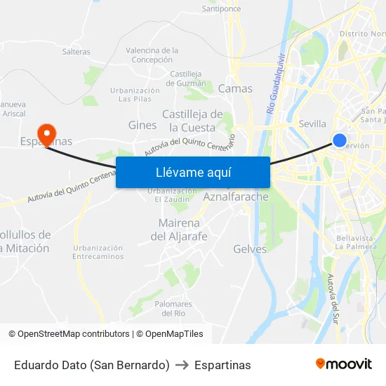Eduardo Dato (San Bernardo) to Espartinas map