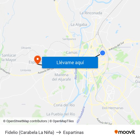 Fidelio (Carabela La Niña) to Espartinas map