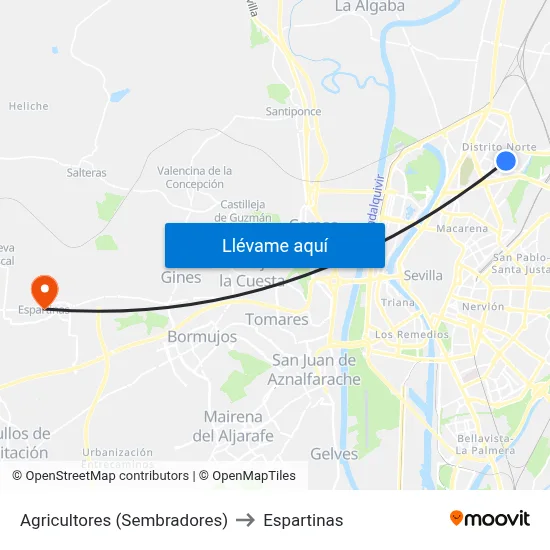 Agricultores (Sembradores) to Espartinas map