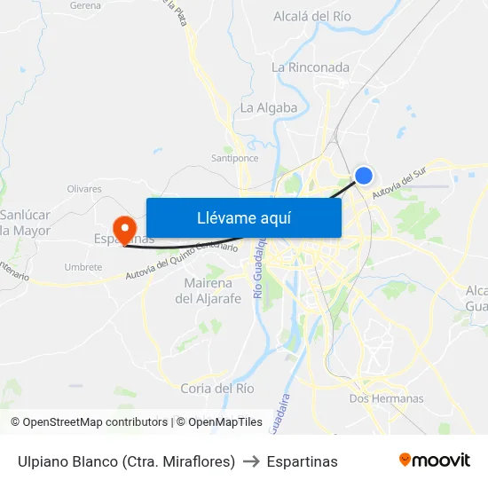 Ulpiano Blanco (Ctra. Miraflores) to Espartinas map