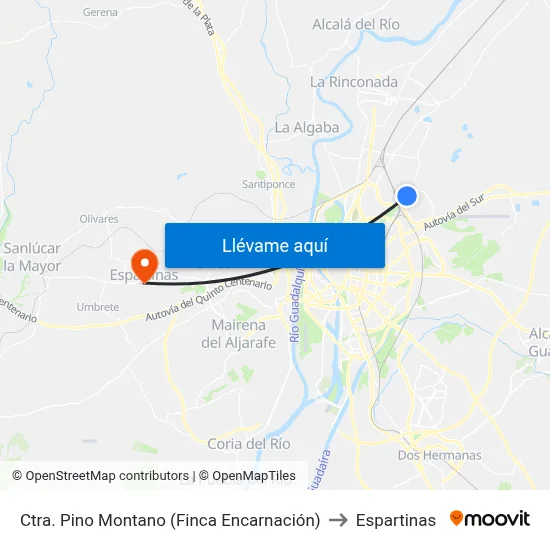 Ctra. Pino Montano (Finca Encarnación) to Espartinas map