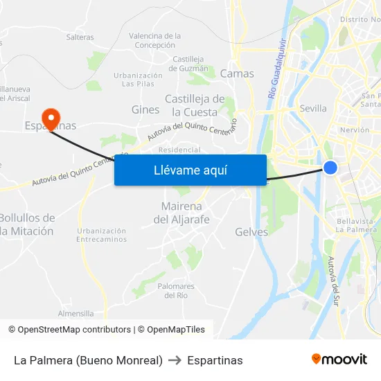 La Palmera (Bueno Monreal) to Espartinas map