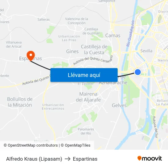 Alfredo Kraus (Lipasam) to Espartinas map