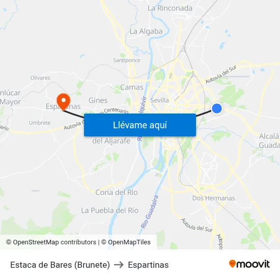 Estaca de Bares (Brunete) to Espartinas map