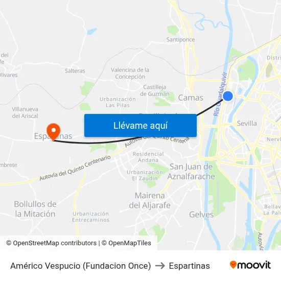 Américo Vespucio (Fundacion Once) to Espartinas map