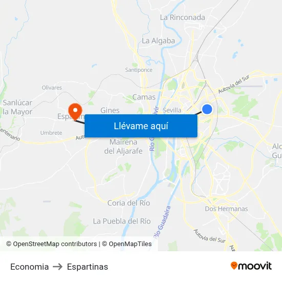 Economia to Espartinas map