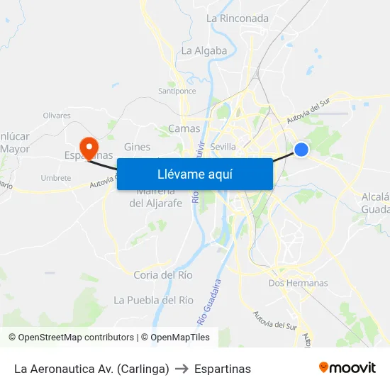 La Aeronautica  Av. (Carlinga) to Espartinas map