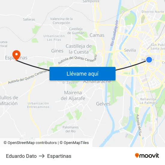 Eduardo Dato to Espartinas map