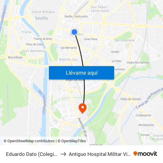 Eduardo Dato (Colegio Porta Coeli) to Antiguo Hospital Militar Vigil de Quiñoñes map