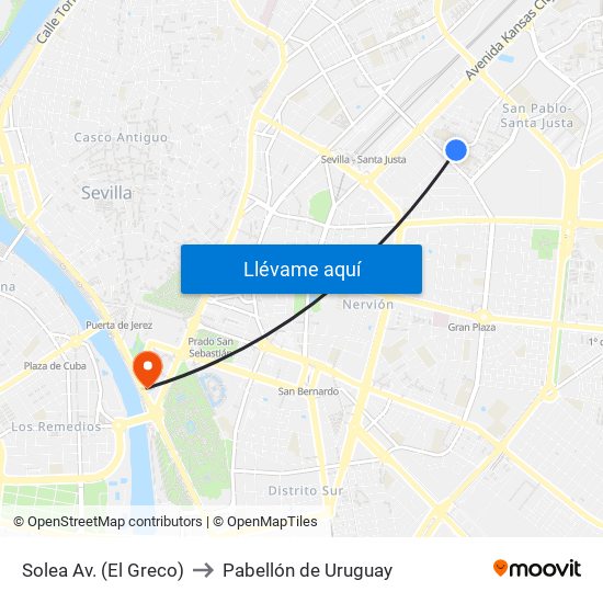 Solea Av. (El Greco) to Pabellón de Uruguay map