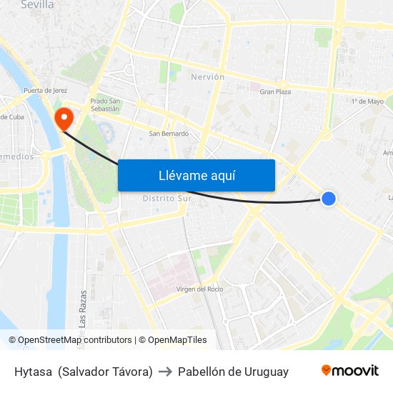 Hytasa  (Salvador Távora) to Pabellón de Uruguay map