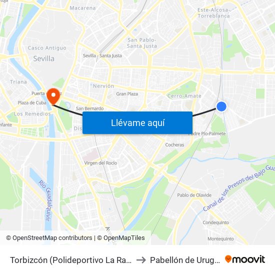 Torbizcón (Polideportivo La Ranilla) to Pabellón de Uruguay map