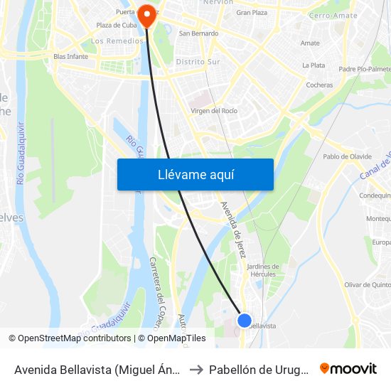 Avenida Bellavista (Miguel Ángel) to Pabellón de Uruguay map