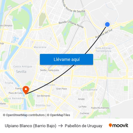 Ulpiano Blanco (Barrio Bajo) to Pabellón de Uruguay map