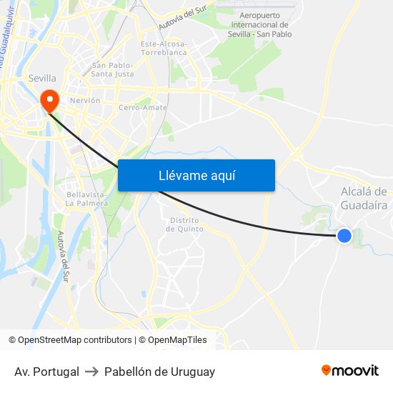 Av. Portugal to Pabellón de Uruguay map