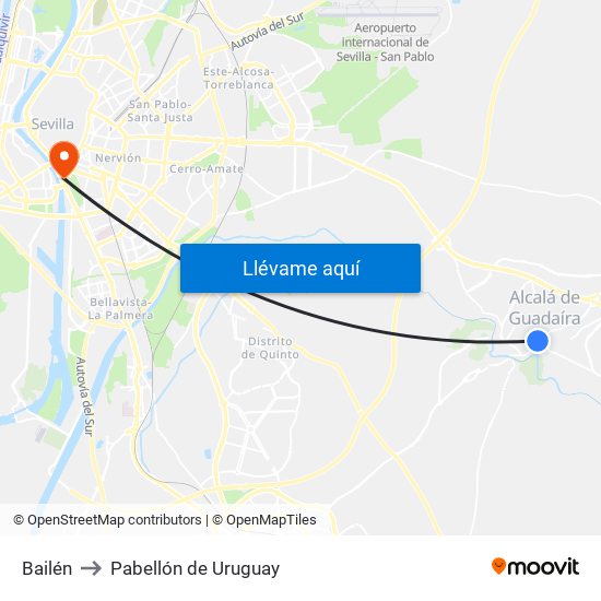 Bailén to Pabellón de Uruguay map