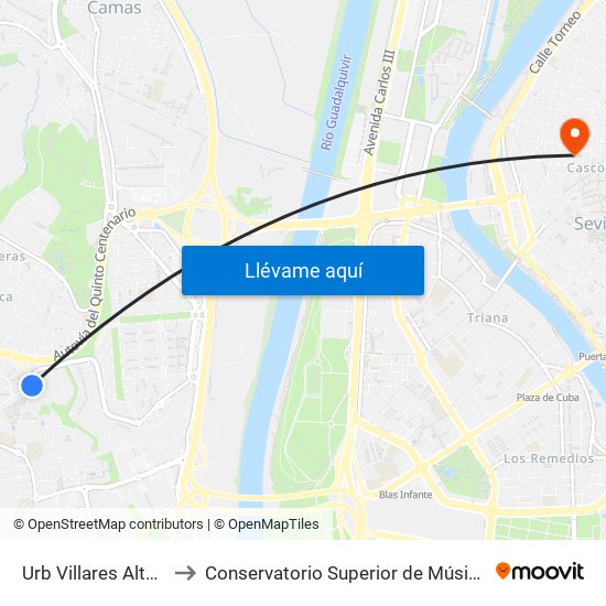 Urb Villares Altos to Conservatorio Superior de Música map