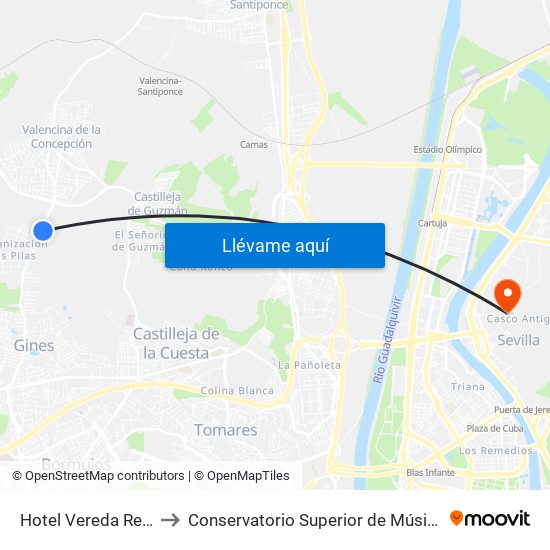 Hotel Vereda Real to Conservatorio Superior de Música map