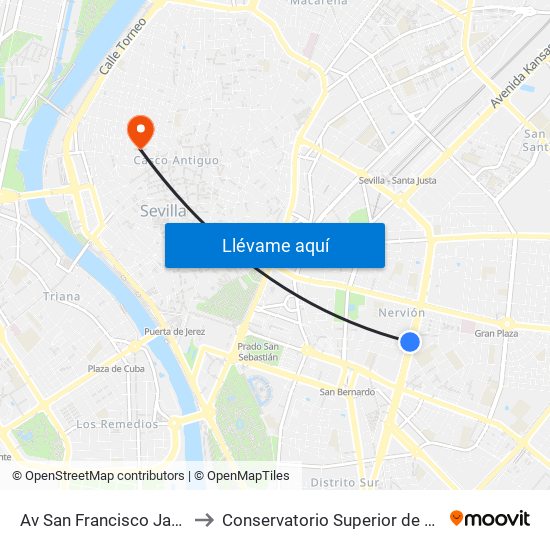 Av San Francisco Javier(I) to Conservatorio Superior de Música map