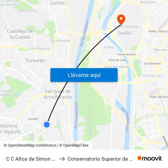 C C Altos de Simon Verde to Conservatorio Superior de Música map
